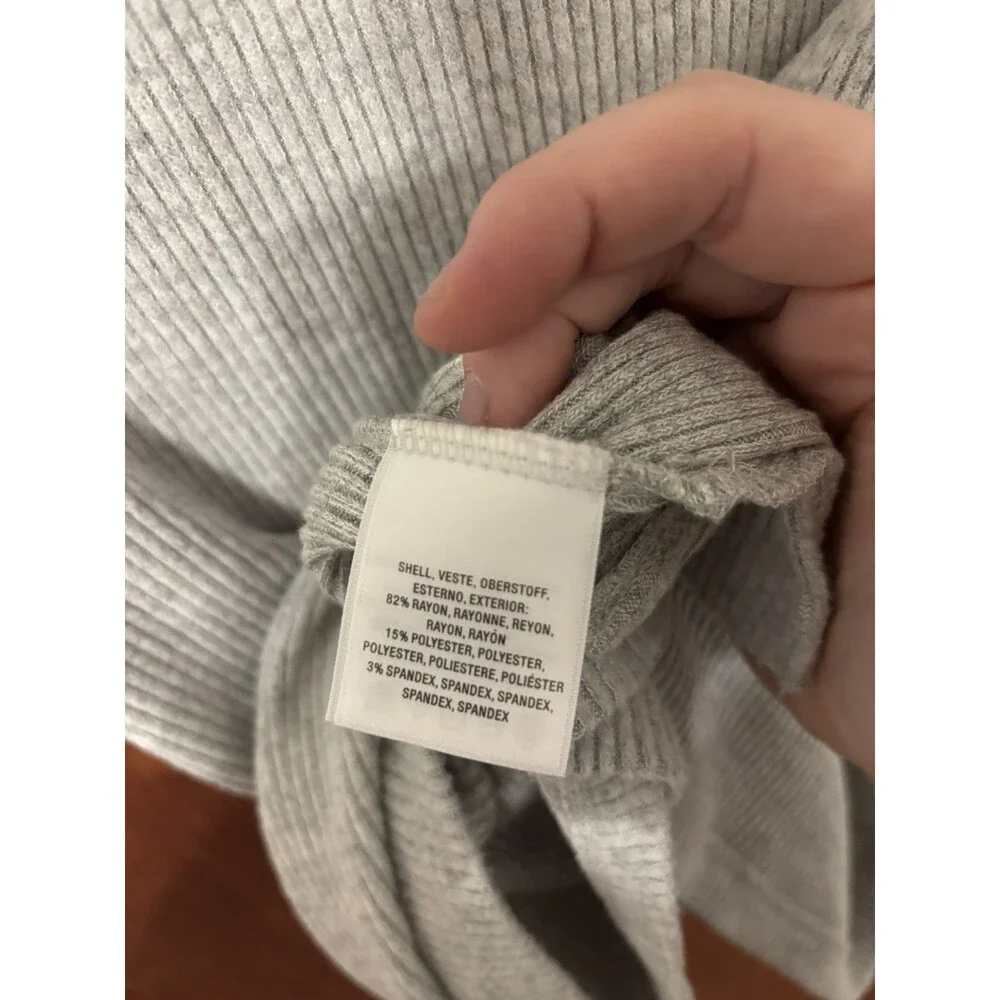 Vanessa Virginia by Anthropologie Womens XL Gray Knit Ribbed Cowl Neck Stretch - Picture 4 of 5